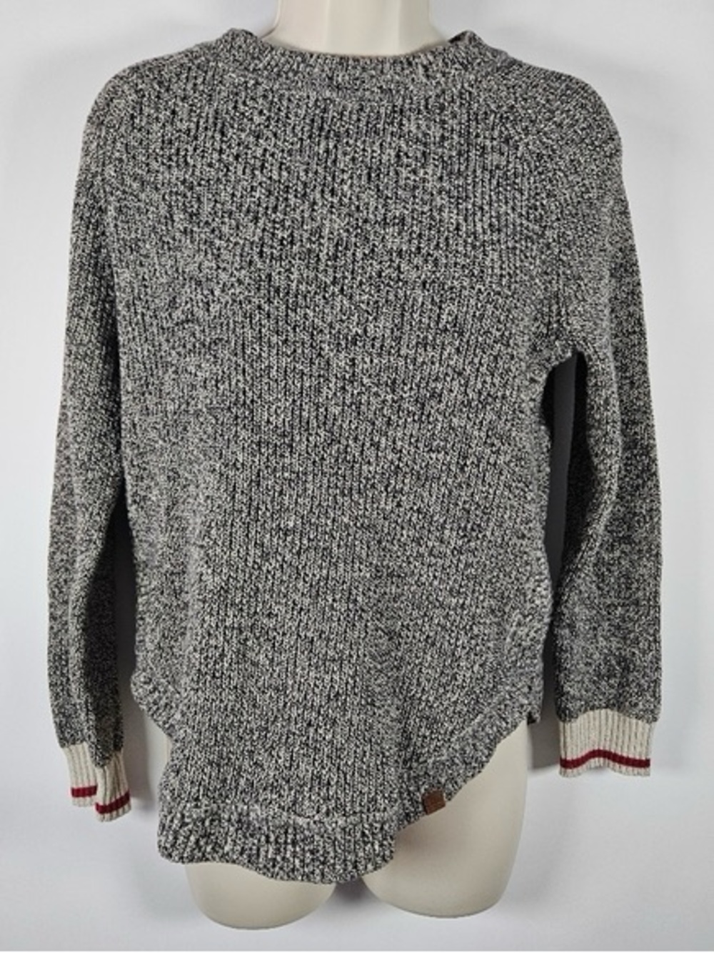 Roots Gray Marled Crewneck Sweater with Contrast Cuff Trim